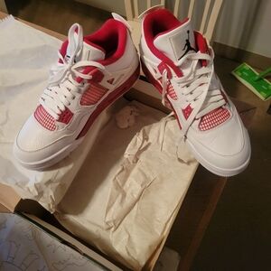 Jordan Air 4 Retro White and Gym Red